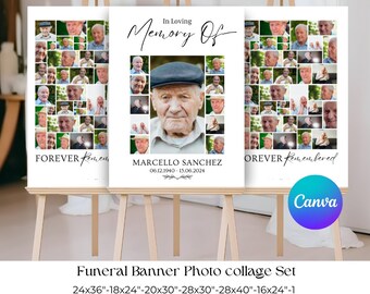 Funeral Welcome Sign Template, Funeral Photo Collage Sign Set Templates, Celebration of Life, In Loving Memory, Memorial Poster Size.