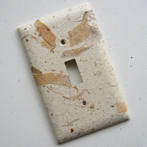 Natural Mango Leaf Nature Switch Plate -  handmade paper, mango leaves, brown, natural, home decor, Nature inspired, earthy, organic, ooak
