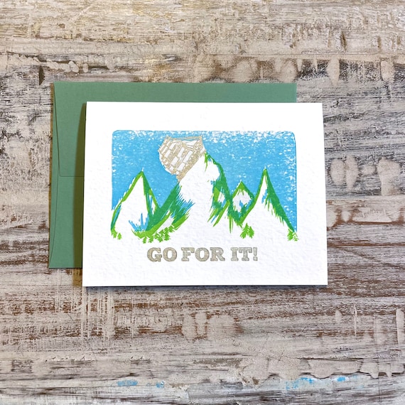 Go For It linocut letterpress card