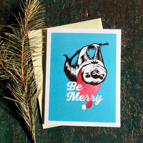 Be Merry Holiday Sloth card