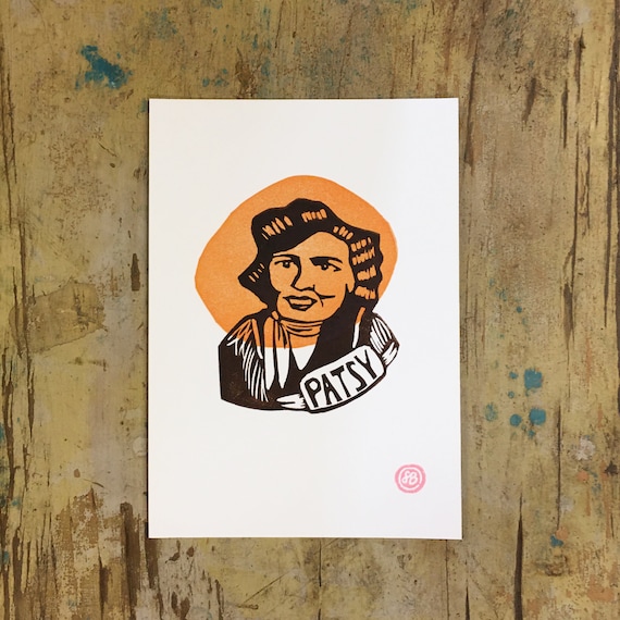 Patsy Cline linocut print