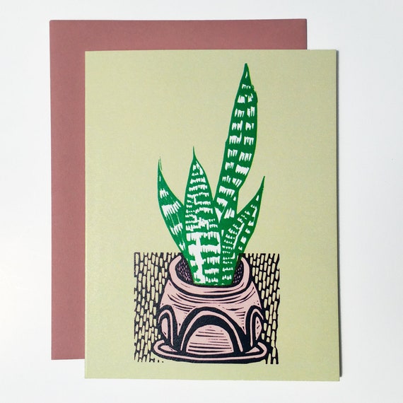 Snake Plant blank greeting card