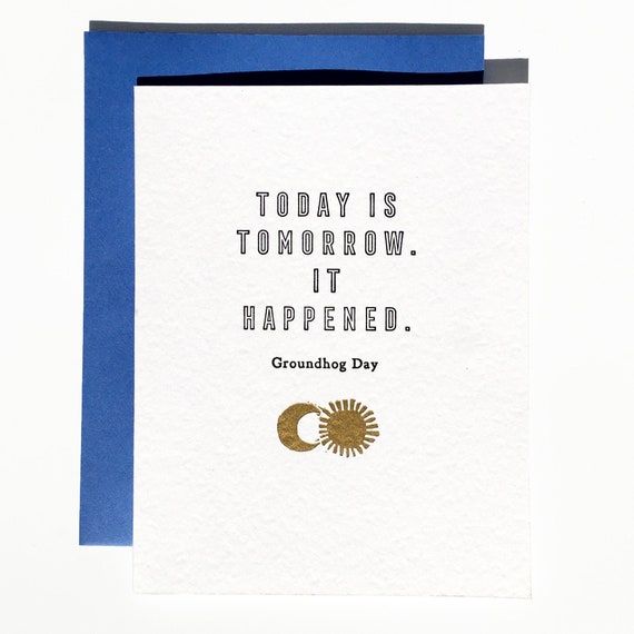 Groundhog Day letterpress linocut card