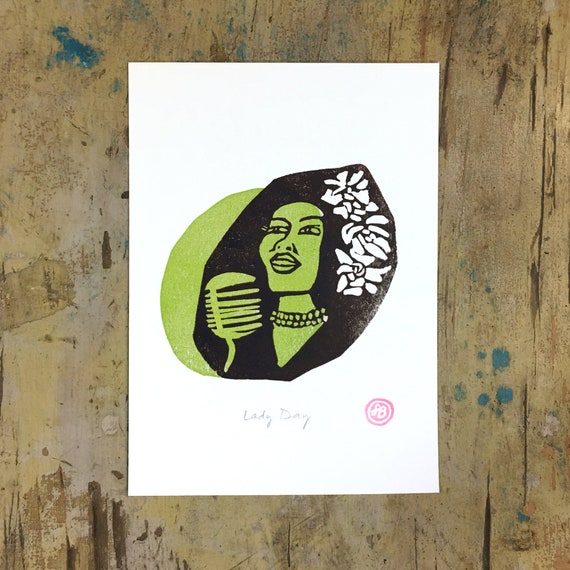 Lady Day linocut print