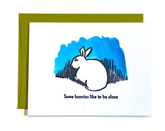 Some Bunnies linocut letterpress card