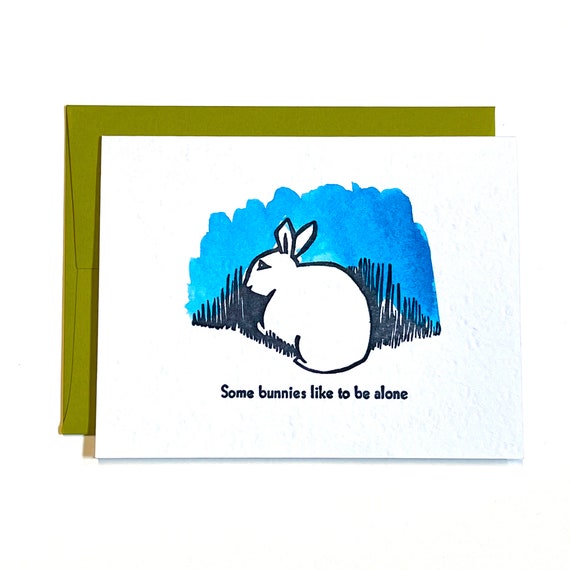 Some Bunnies linocut letterpress card