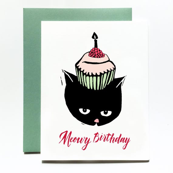 Meowy Birthday Cat greeting card