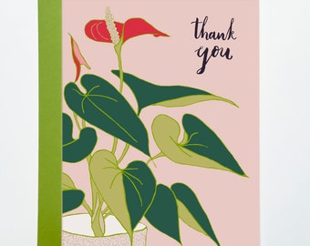 Anthurium thank you greeting card