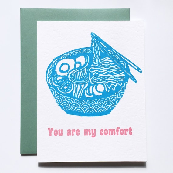 You Are My Comfort letterpress linocut card