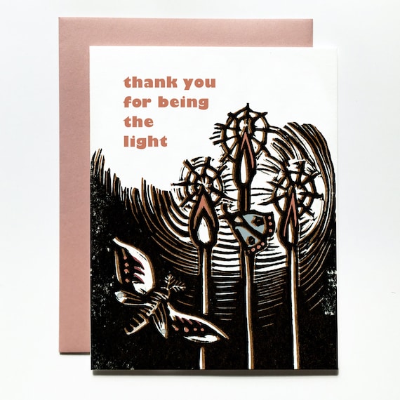 Thank You For Being the Light blank greeting card