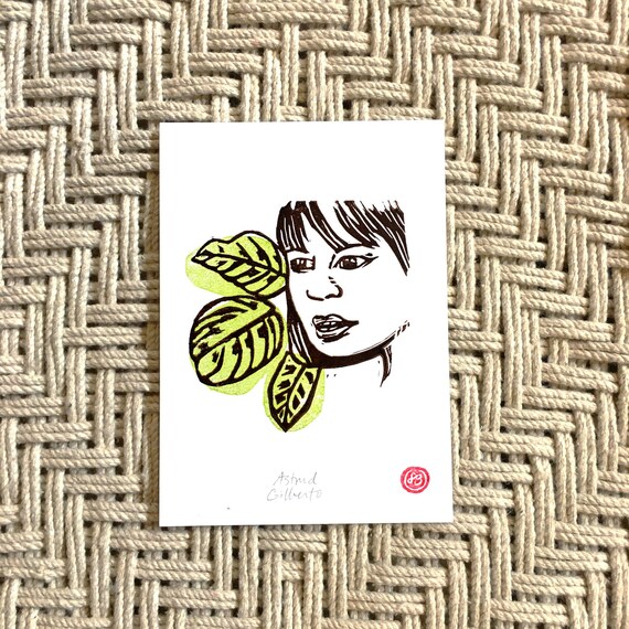 Astrud Gilberto linocut print