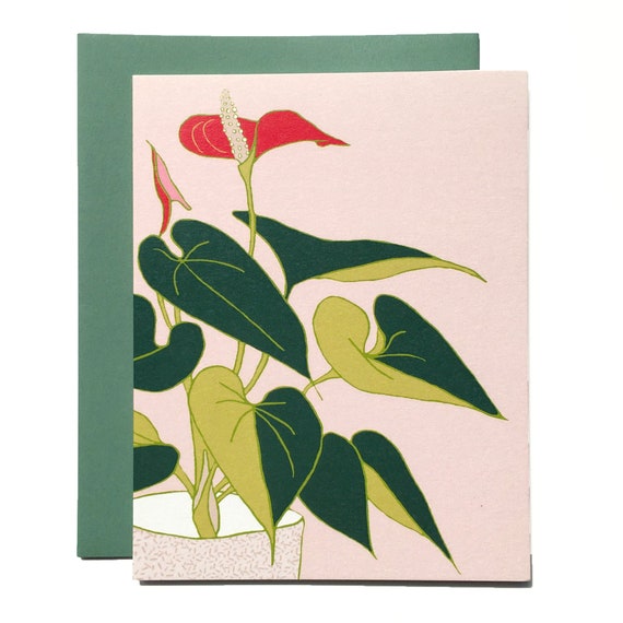 Anthurium blank greeting card