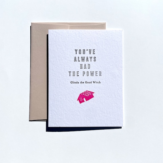 Glinda the Good Witch inspirational letterpress linocut card
