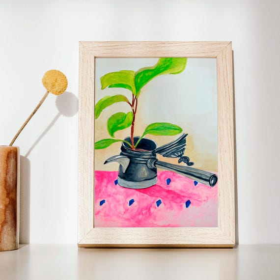 Plant in Pot print | botanical art | 11x14 print unframed