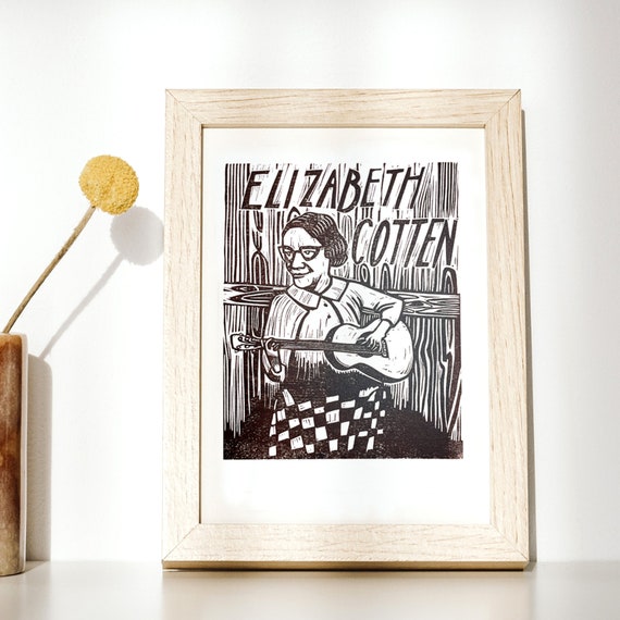 Elizabeth Cotten original linocut limited edition hand pulled print unframed