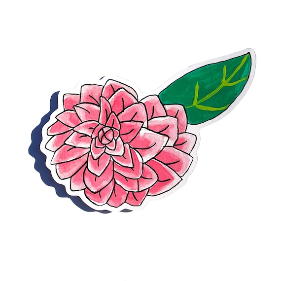 Camellia floral illustration vinyl sticker