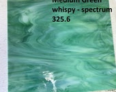 2 pack of 6 x 8 inch Stained Glass Sheets - Medium Green whispy - spectrum 325.6
