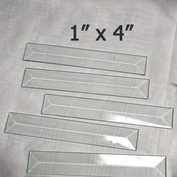 10 Pack of 1 x 4 inch Clear Glass Bevels - Flat On Back for Jewelry, Solder Art, Stained Glass