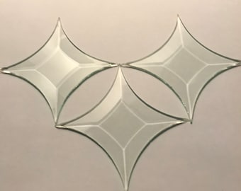 4 pack of 2-5/8" 4 point Star of Clear Glass Bevel on top, flat on back - is 2-5/8 inch point to point