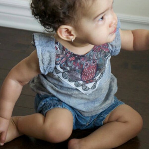 owl print baby girl tunic shirt