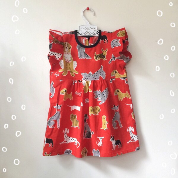 Dog print cotton baby dress Tomato red Supayana last one 2T