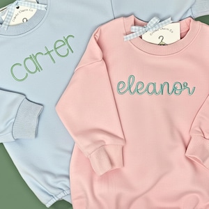 Personalized Sweatshirt Baby Bubble Romper Custom Toddler Birthday Romper with Name Baby Shower Gift Customized Sweatshirt Baby Name Outfit