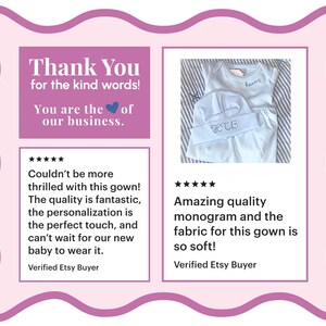 Personalized Baby Gown Coming Home Hospital Outfit Monogram Organic Cotton Infant Sleeper Light Blue Newborn Clothing Baby Boy Shower Gift image 9