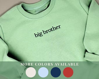 Embroidered Big Brother Sweatshirt Matching Sibling Gift Little Brother Bubble Romper for Pregnancy Announcement New Baby Hospital Photo