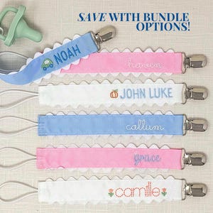 Monogrammed Pacifier Clip for Newborn Custom Name Paci Clip for Newborn Baby Gift Personalized Baby Name Paci Clip Custom Embroidery Gift