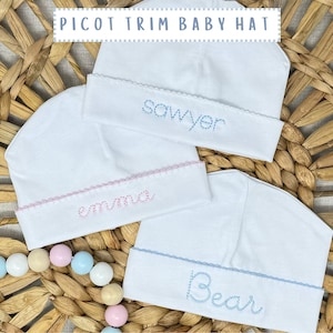 Personalized Newborn Baby Hat Custom Baby Hat Coming Home Hat Hospital Baby Name Hat Baby Gift Embroidered Gender Reveal Hat Photo Prop