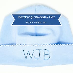 Custom Made Baby Gown Personalized Coming Home Outfit Baby Shower Gift Organic Cotton Light Blue Sleeper Special Occasion Wear Newborn Size Option Quality Construction Beautiful Matching Hat Set Soft Knit Material Curved Neckline Design