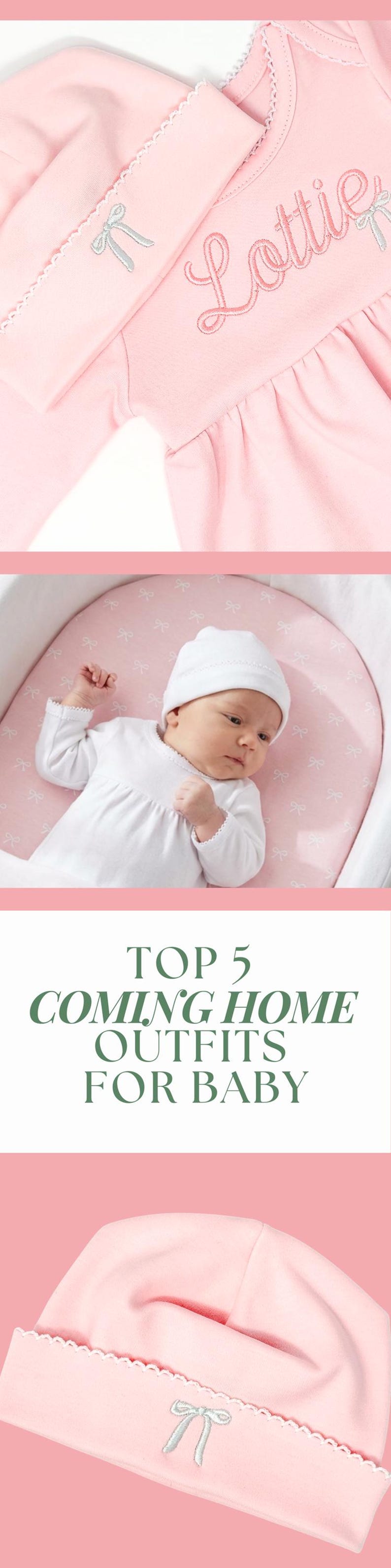 Baby Girl Coming Home Gown Personalized Hospital Outfit Set Monogram Newborn Gift Pink Infant Sleeper Custom Gown Organic Cotton Baby Hat