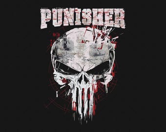 Punisher Skull Digital Download, Instant Download PNG SVG, Retro Grunge Art, T-Shirt Sublimation Design
