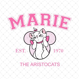 Marie Cat Png, Aristocats Shirt Design, Instant Download, Sublimation File, Fan Art Tee Print image 1