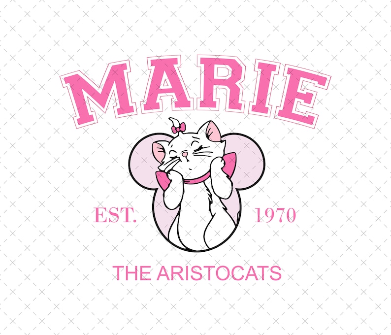 Marie Cat Png, Aristocats Shirt Design, Instant Download, Sublimation File, Fan Art Tee Print image 1