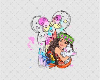 Retro Moana Pua and Heihei PNG, Digital File
