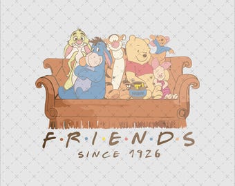 Retro Winnie The Pooh Friends PNG, SVG (Digital Download)
