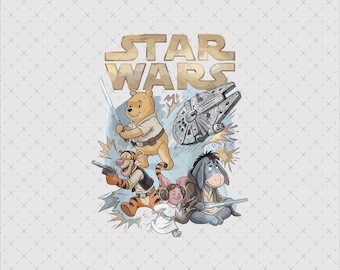 Winnie, Tigger, Piglet & Eeyore Space Adventure Digital Download, Funny Cartoon Friends Printable PNG Art, Instant Access File