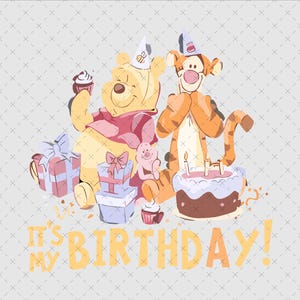 It&#39;s My Birthday Winnie The Pooh Png, Winnie The Pooh Svg, Winnie The Pooh Sublimation, Birthday Boy Png, Birthday Girl Svg, Winnie Birthday