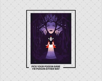Evil Queen and Snow White PNG, Villain Digital File