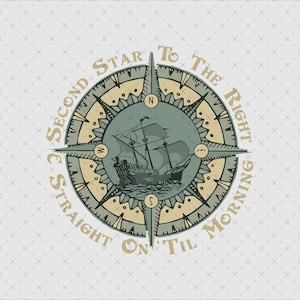 Peter Pan png, Second Star to the Right and Straight on Til Morning png, Neverland png, Magic Kingdom png, Comfort Colors png