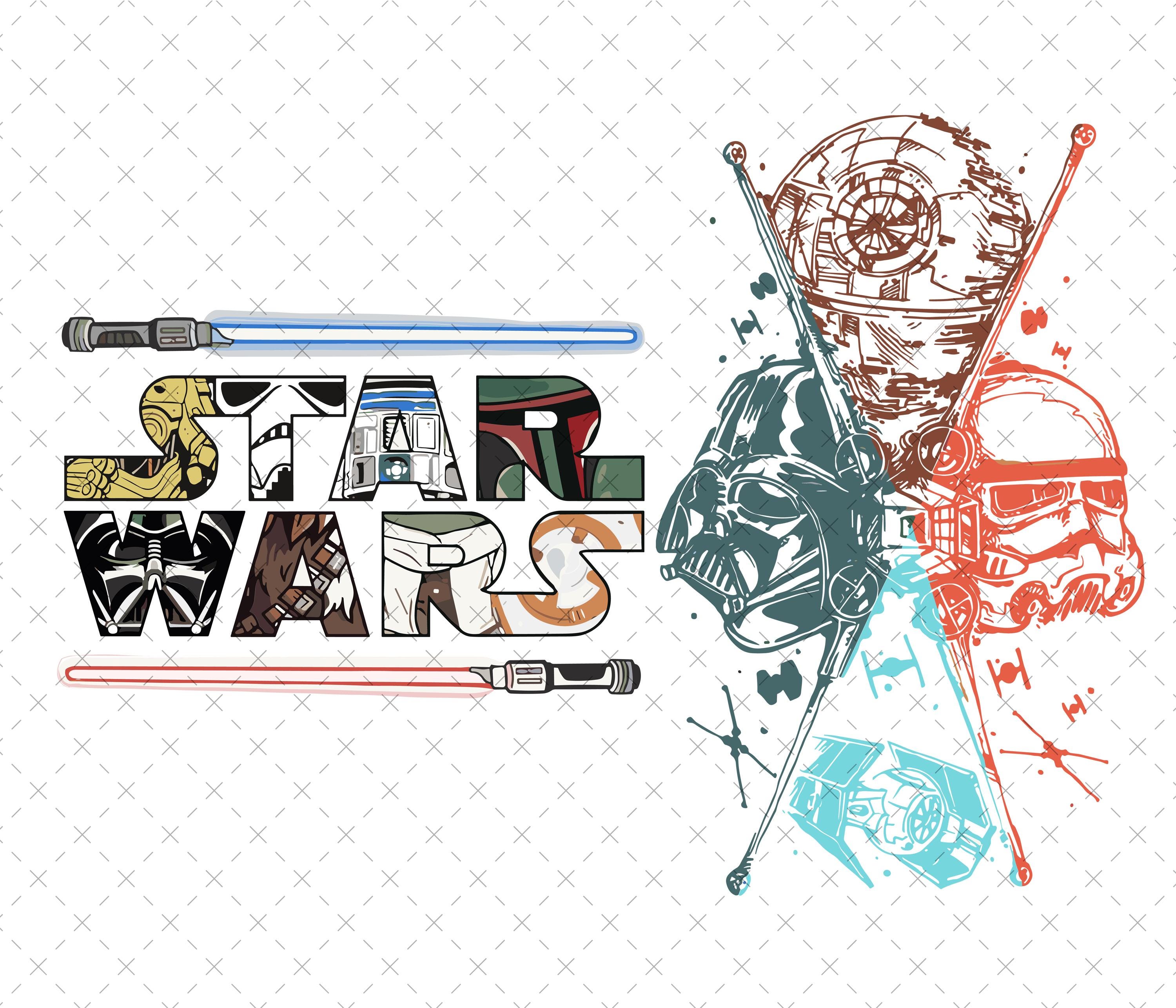 Vintage Star Wars 2 Sides Png, May The Force Be With You Png, Family Vacation 2024 Png, Star Wars Png,Galaxy Wars Vintage Style Png Download