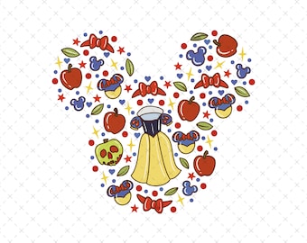 Snow White Mickey Ear Png, Instant Download, Princess Sublimation, Shirt Design, Digital File
