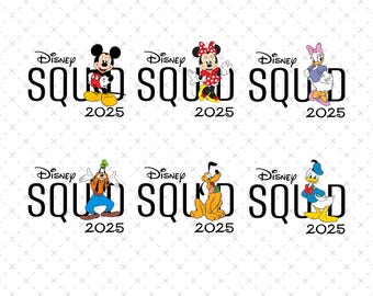 Mickey Friends Squad 2025 Bundle, Instant Download PNG SVG, Family Vacation Shirt Print