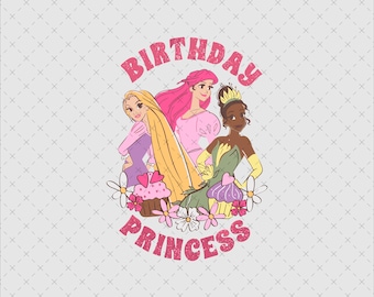 Birthday Princess PNG, Family Matching Design (Digital Download)
