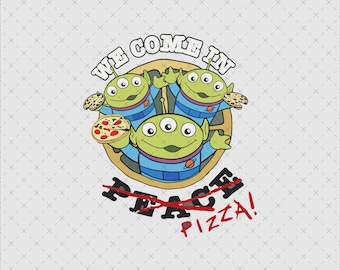 Pizza Planet Alien SVG, Funny Food Png (Digital Download)