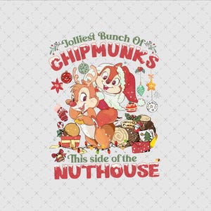 Santa Chip And Dale Jolliest Bunch Of Chipmunks Retro Christmas Png, Mickey&#39;s Very Merry Xmas Party Png, Family Gift Png