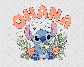 Stitch Ohana Family PNG, Mickey Ear SVG (Digital File)