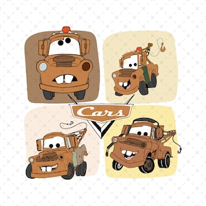 Retro Mater Cars Png, Tow Truck Clipart (Digital File)