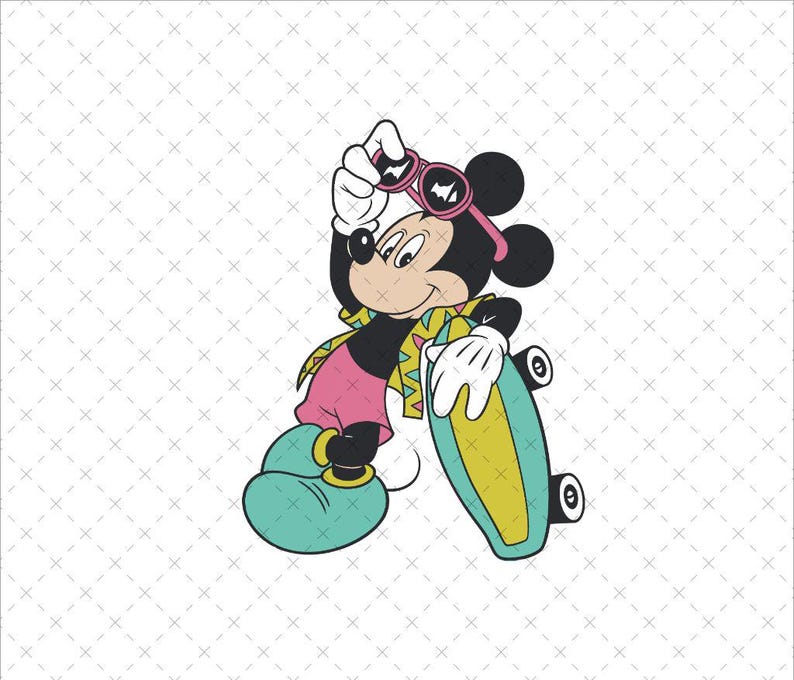 Mickey Mouse Skateboard Comic Style, Digital Download Instant Download PNG SVG, Retro Printable T-Shirt Design image 1
